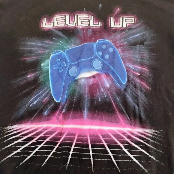 Wonder Nation Black Tee with Blue Controller and Pink Accents - Picture 2 of 6